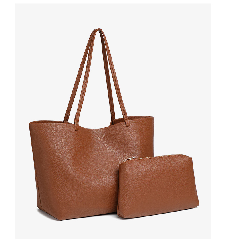 Fashion Large Capacity Soft Simple Design PU Leather Women's Casual Handbag Tote Bag