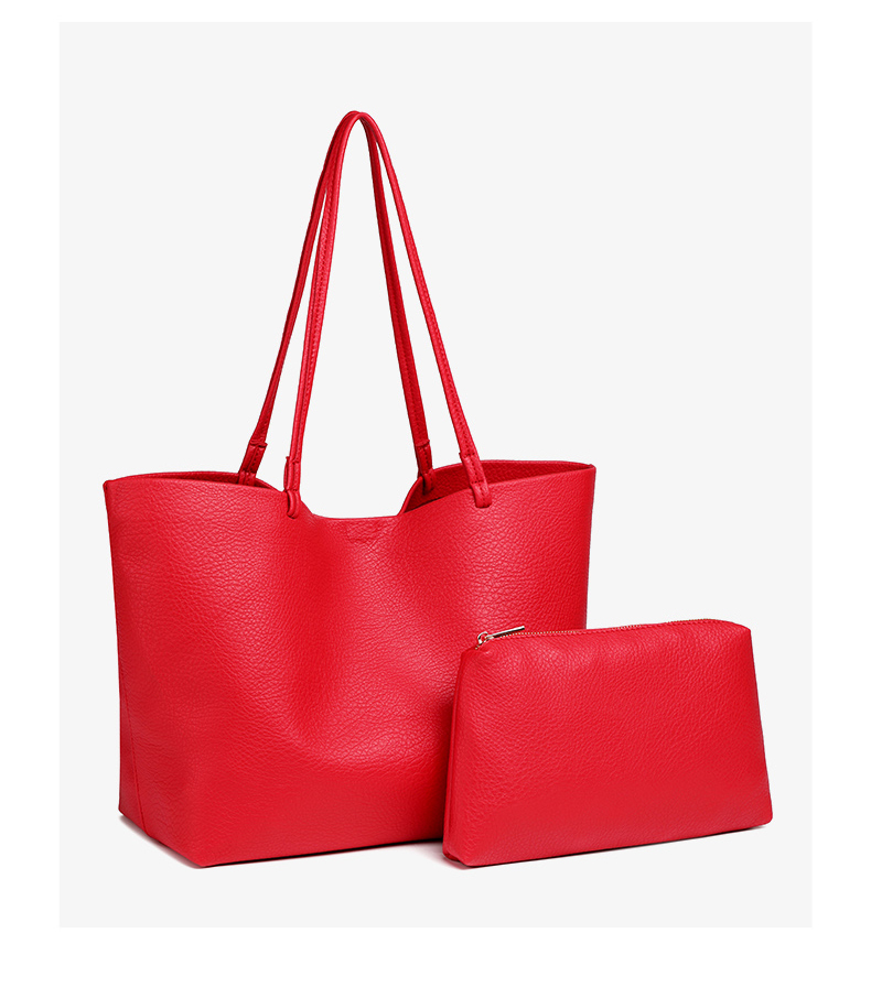 Fashion Large Capacity Soft Simple Design PU Leather Women's Casual Handbag Tote Bag