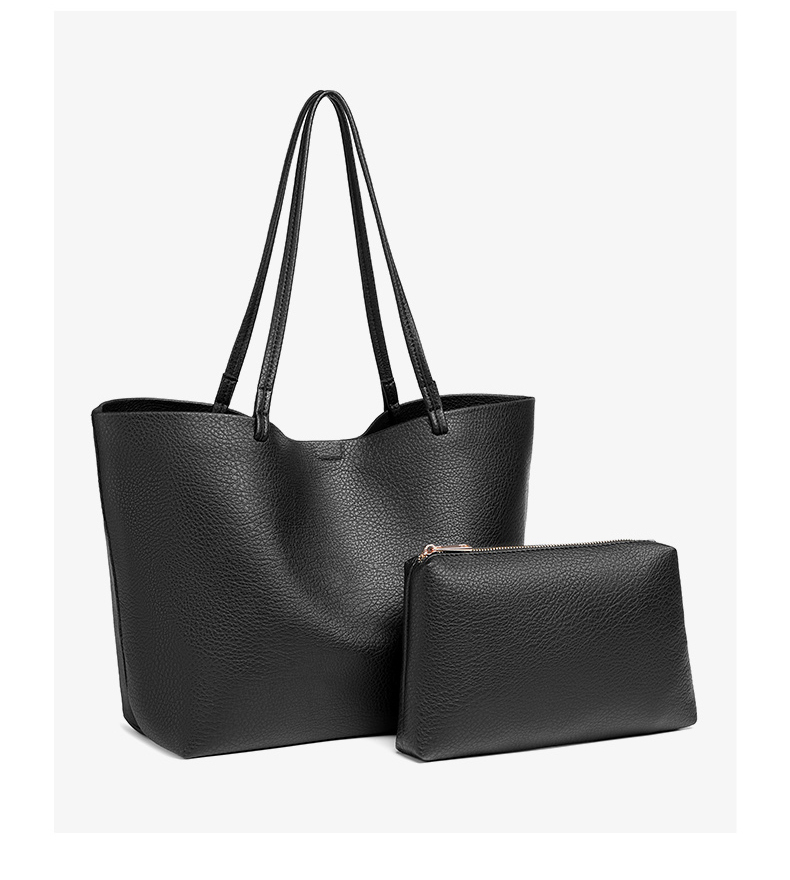 Fashion Large Capacity Soft Simple Design PU Leather Women's Casual Handbag Tote Bag