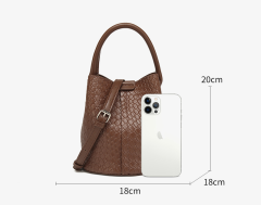 Large Capacity Woven Shoulder Crossbody Bag Women's Bucket Bag Handbag for Shopping