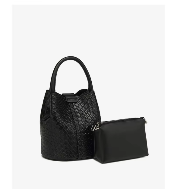 Large Capacity Woven Shoulder Crossbody Bag Women's Bucket Bag Handbag for Shopping