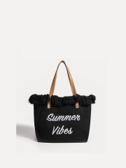 Fashionable Summer Large Capacity Canvas Women Handbag for Shopping Travel Beach