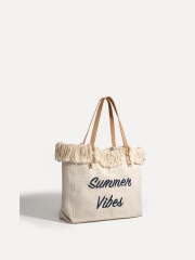 Fashionable Summer Large Capacity Canvas Women Handbag for Shopping Travel Beach