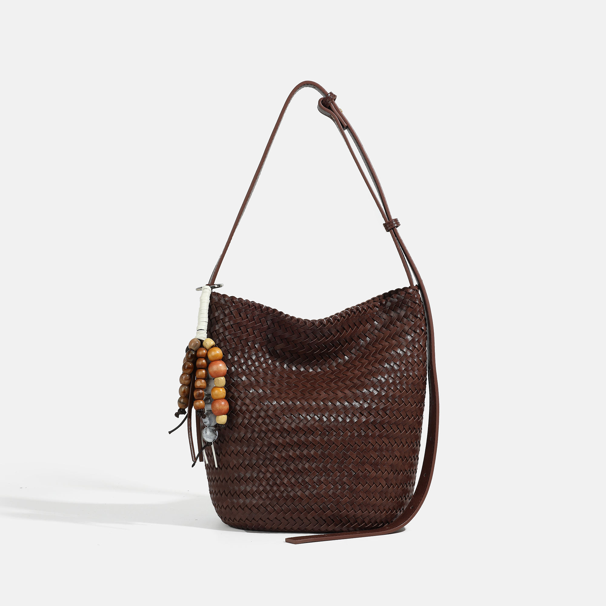 Large Capacity Luxurious Retro PU Leather Woven Shoulder Bag Crossbody Bag for Shopping