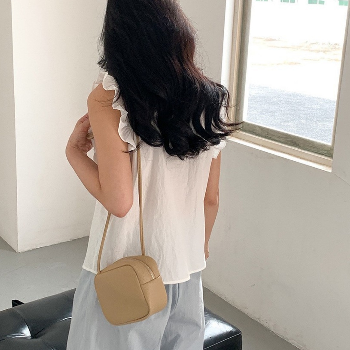 Retro PU Leather Women's Small Square Bags Fashionable Wallets and Handbags Crossbody Bag for Shopping