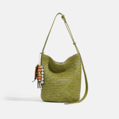 Large Capacity Luxurious Retro PU Leather Woven Shoulder Bag Crossbody Bag for Shopping