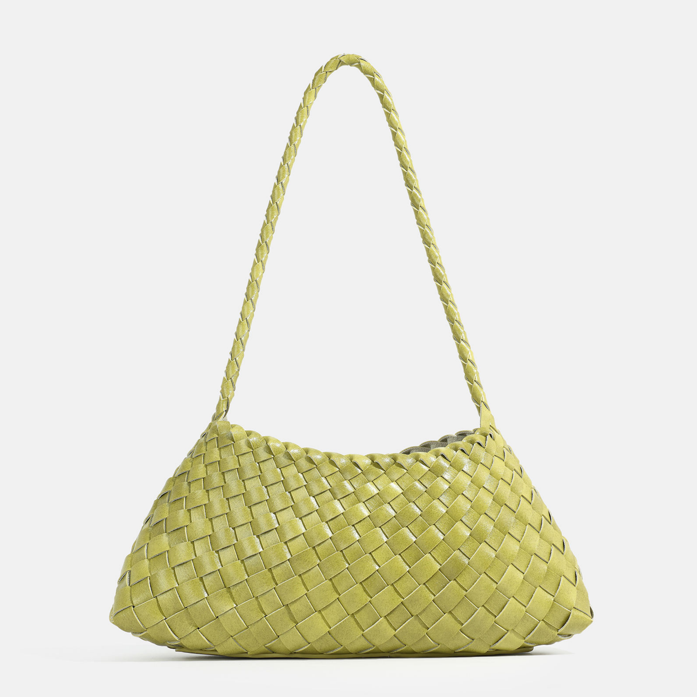 Luxurious and Fashionable PU Leather Bucket Woven Handbag Basket Shoulder Bag for Women