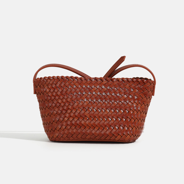 New Soft High Quality Designed PU Leather Woven Crossbody Bag for Shopping