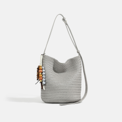 Large Capacity Luxurious Retro PU Leather Woven Shoulder Bag Crossbody Bag for Shopping