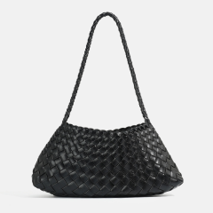 Luxurious and Fashionable PU Leather Bucket Woven Handbag Basket Shoulder Bag for Women