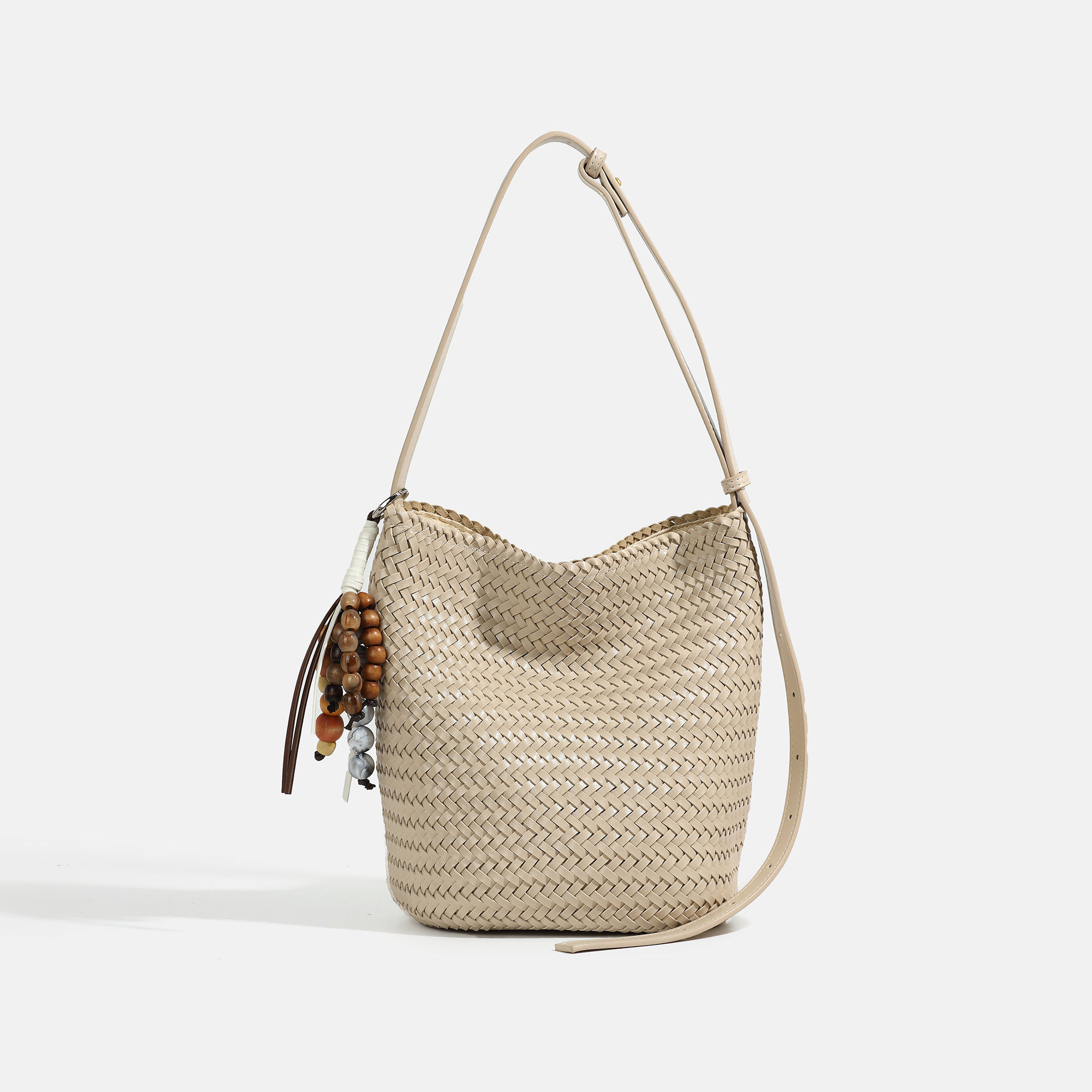 Large Capacity Luxurious Retro PU Leather Woven Shoulder Bag Crossbody Bag for Shopping