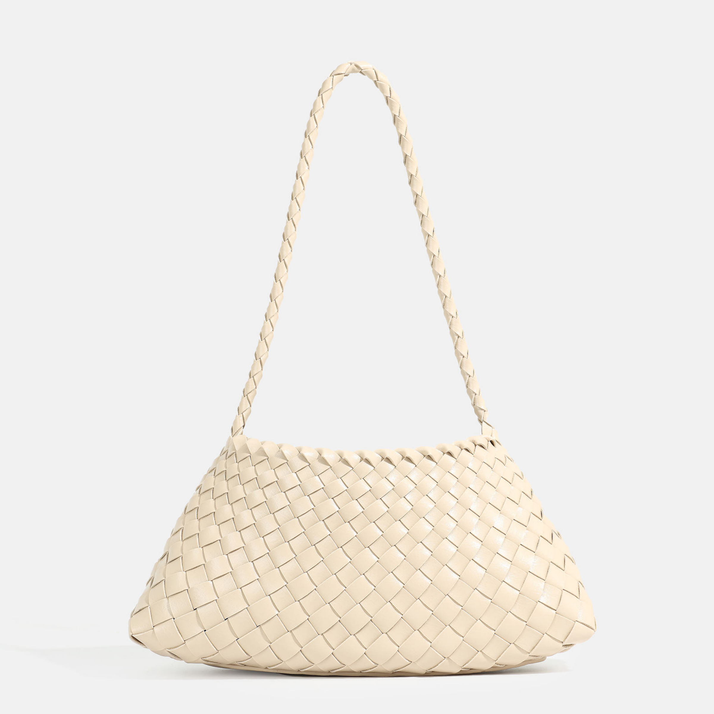 Luxurious and Fashionable PU Leather Bucket Woven Handbag Basket Shoulder Bag for Women