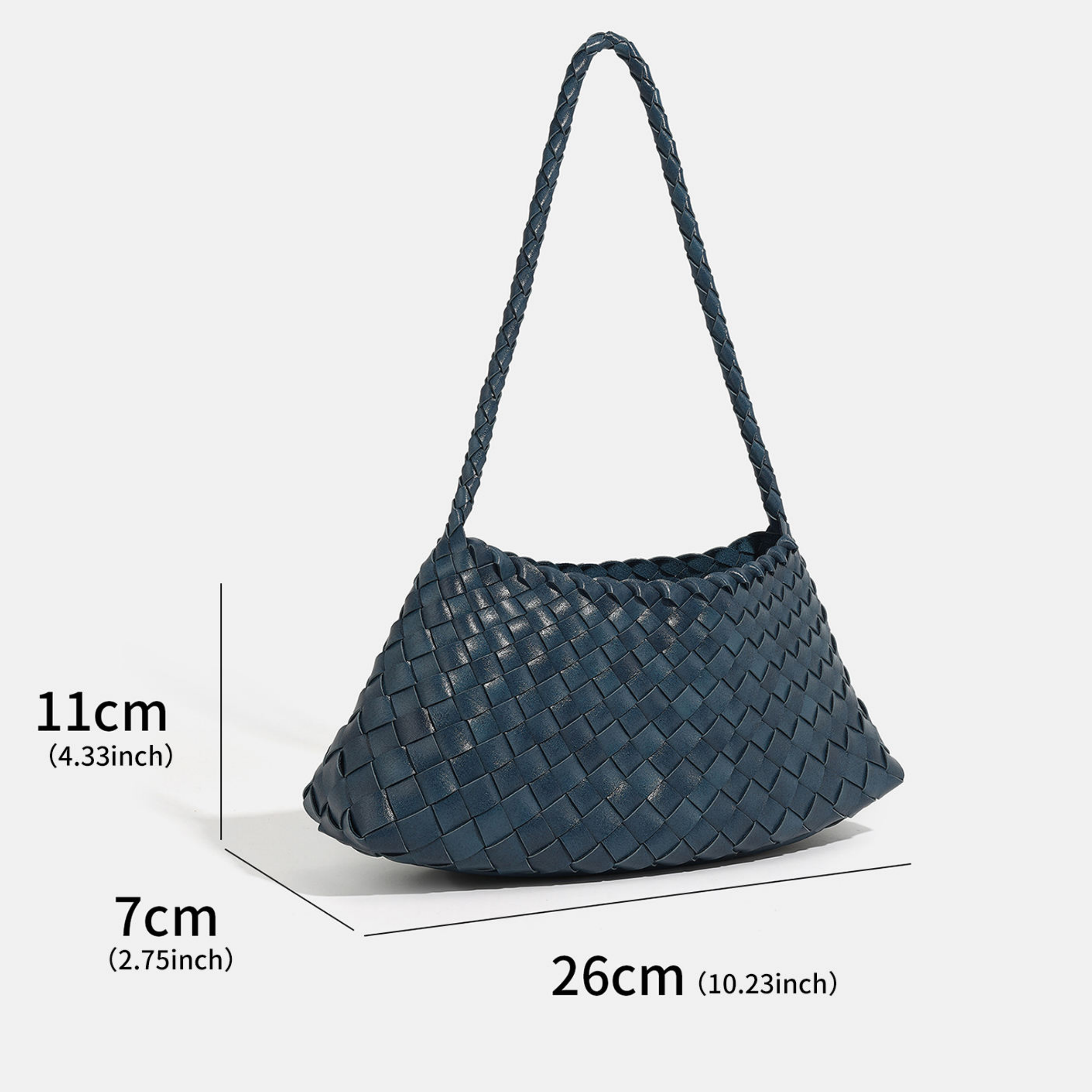 Luxurious and Fashionable PU Leather Bucket Woven Handbag Basket Shoulder Bag for Women