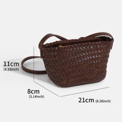 New Soft High Quality Designed PU Leather Woven Crossbody Bag for Shopping