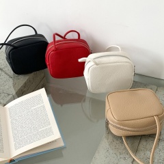 Retro PU Leather Women's Small Square Bags Fashionable Wallets and Handbags Crossbody Bag for Shopping