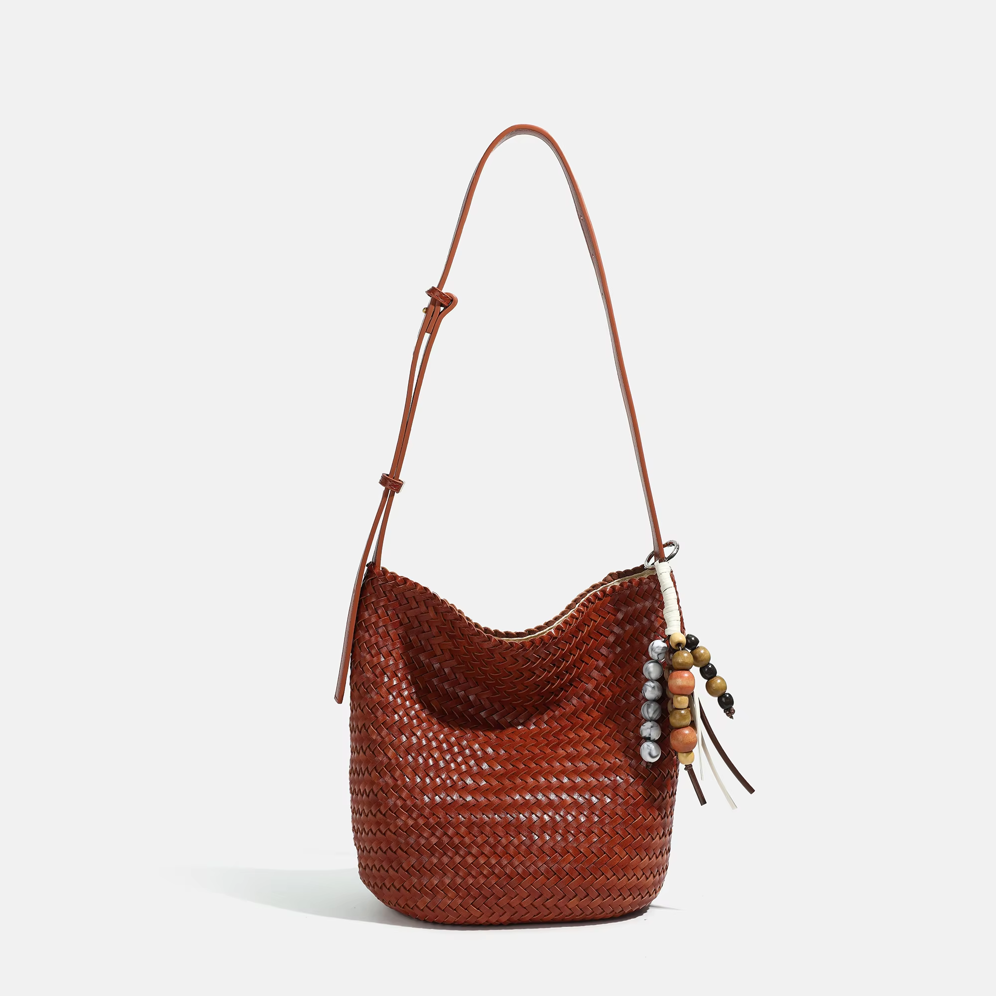 Large Capacity Luxurious Retro PU Leather Woven Shoulder Bag Crossbody Bag for Shopping