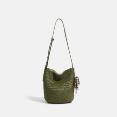 Large Capacity Luxurious Retro PU Leather Woven Shoulder Bag Crossbody Bag for Shopping