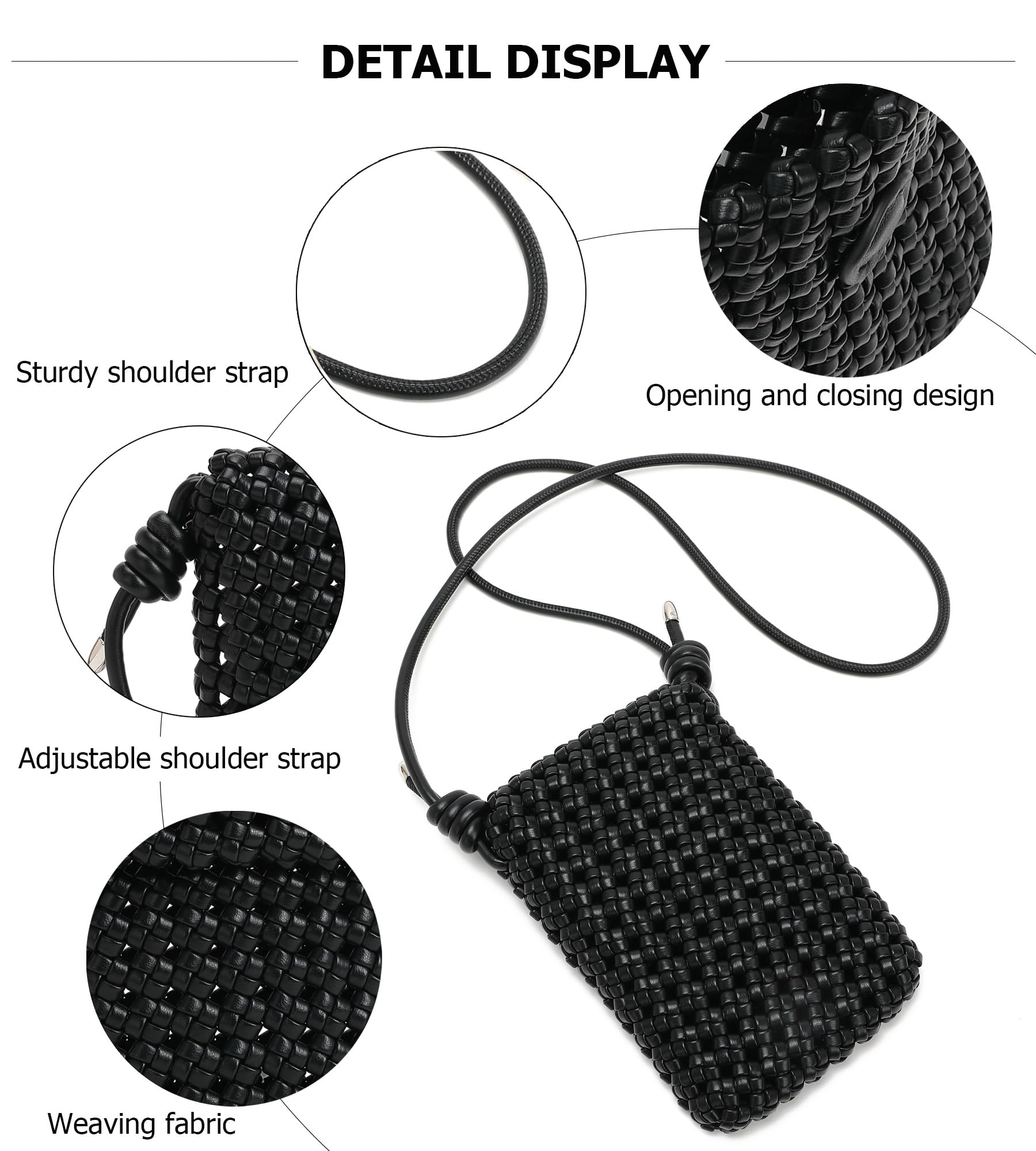 Fashionable Trendy New PU Leather Small Square Bag Woven Bag Women's Crossbody Bag