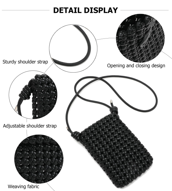 Fashionable Trendy New PU Leather Small Square Bag Woven Bag Women's Crossbody Bag