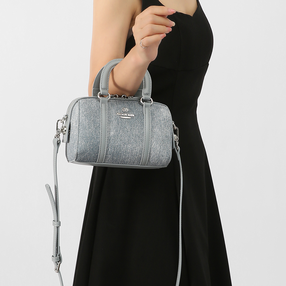 Premium Ladies Summer Little Denim PU Leather Pillow Shaped Handbag Crossbody Bag for Women