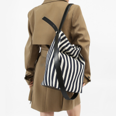 New Stylish Stripe PU Leather Women's Handbag Shoulder Bag for Shopping Travel Outing
