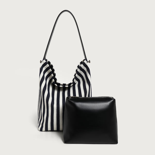 New Stylish Stripe PU Leather Women's Handbag Shoulder Bag for Shopping Travel Outing