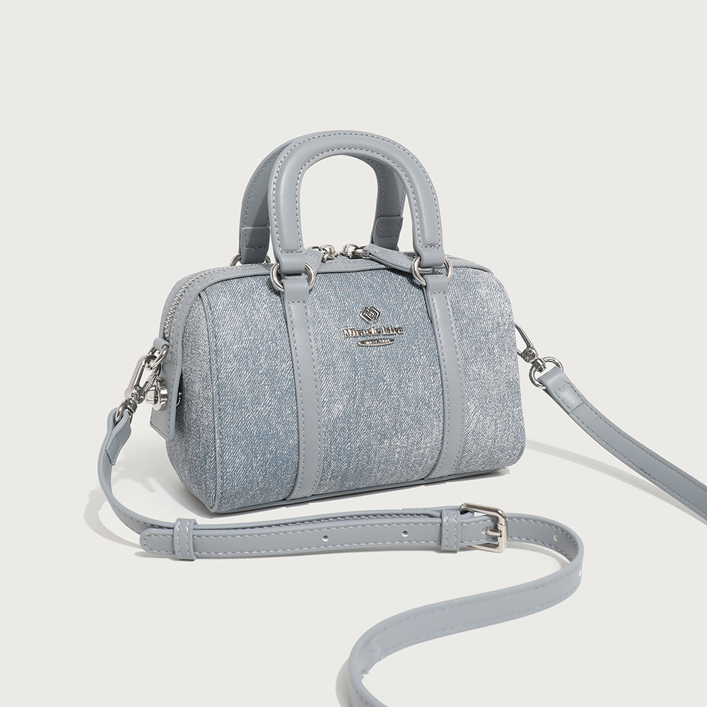 Premium Ladies Summer Little Denim PU Leather Pillow Shaped Handbag Crossbody Bag for Women