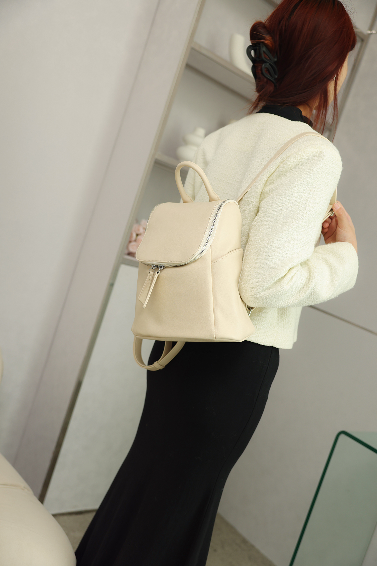 Fashion Large-Capacity PU Leather Women's Casual Travel Backpack for Outing