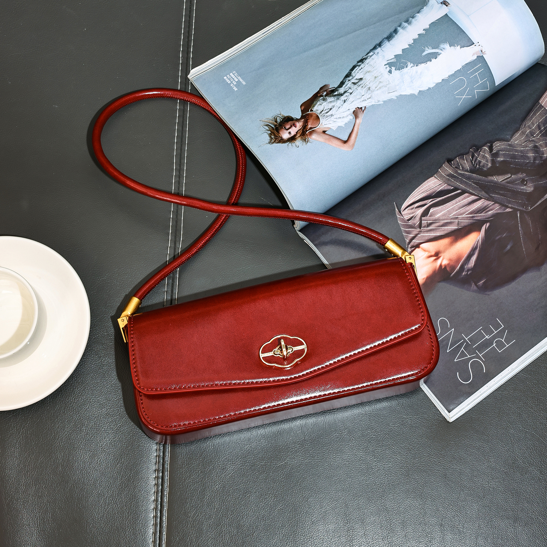 Fashion Simple New Arrival PU Leather Underarm Bag Shoulder Bag for Women Daily