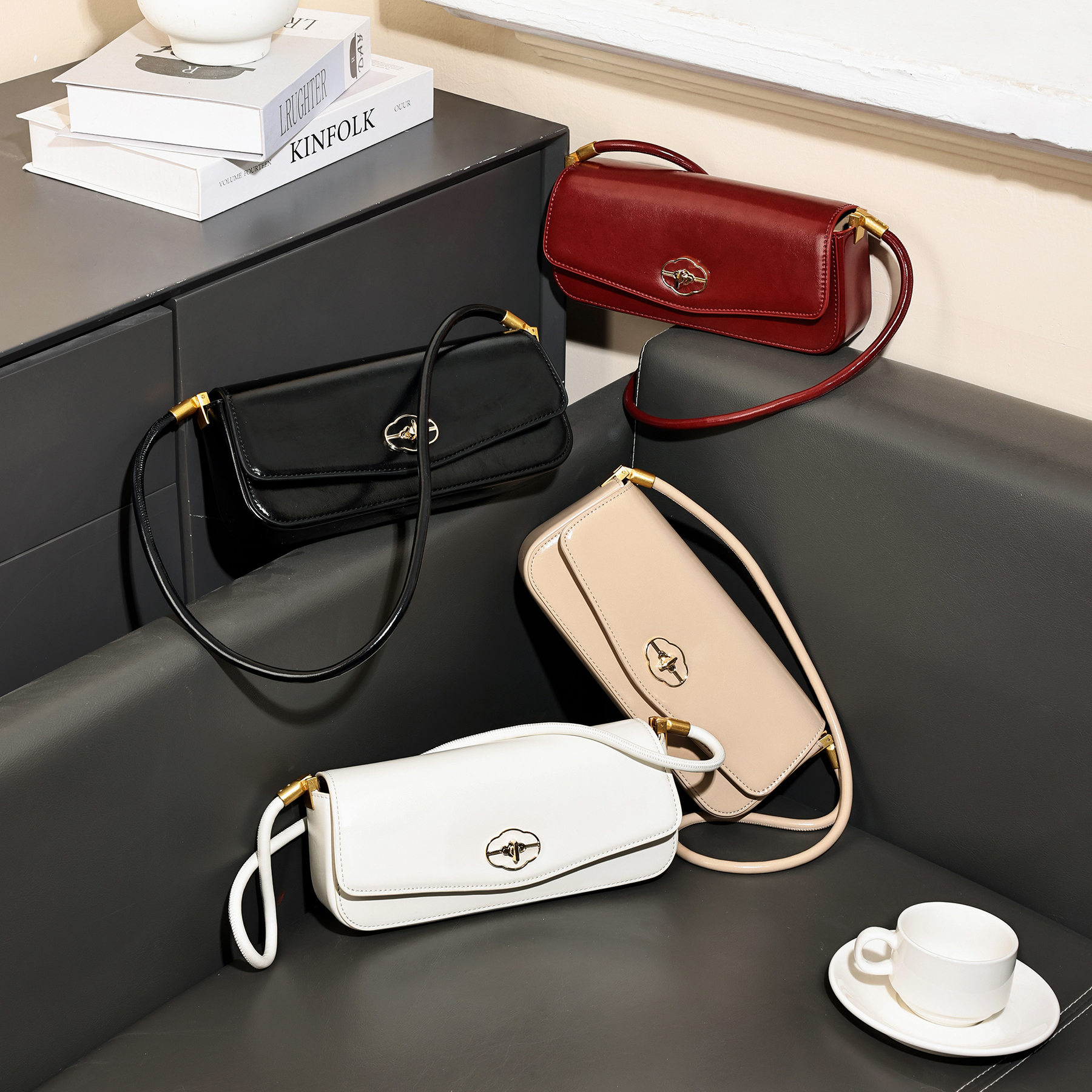 Fashion Simple New Arrival PU Leather Underarm Bag Shoulder Bag for Women Daily