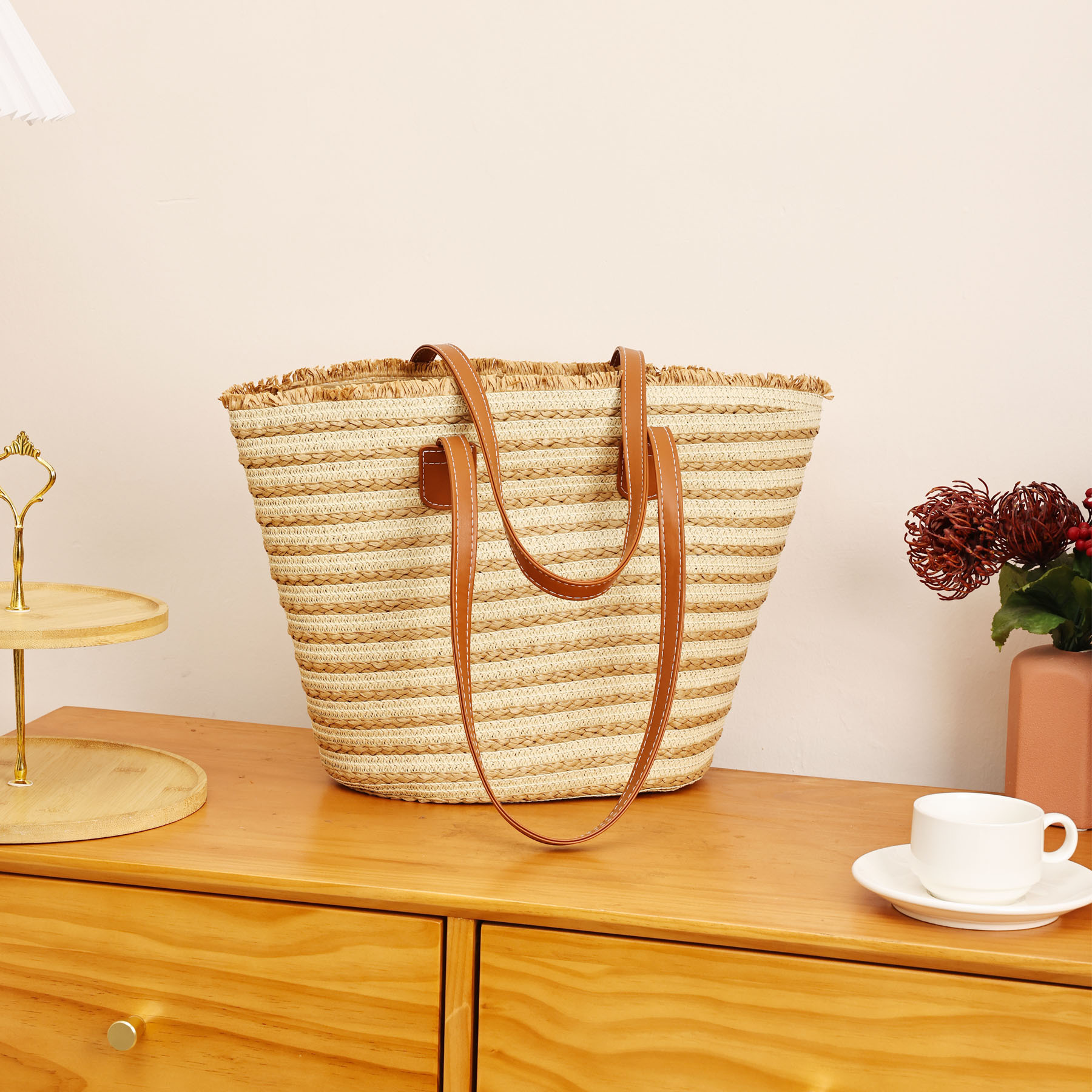 High Quality Large Capacity Straw Woven Bags Handbags Underarm Bags for Journey