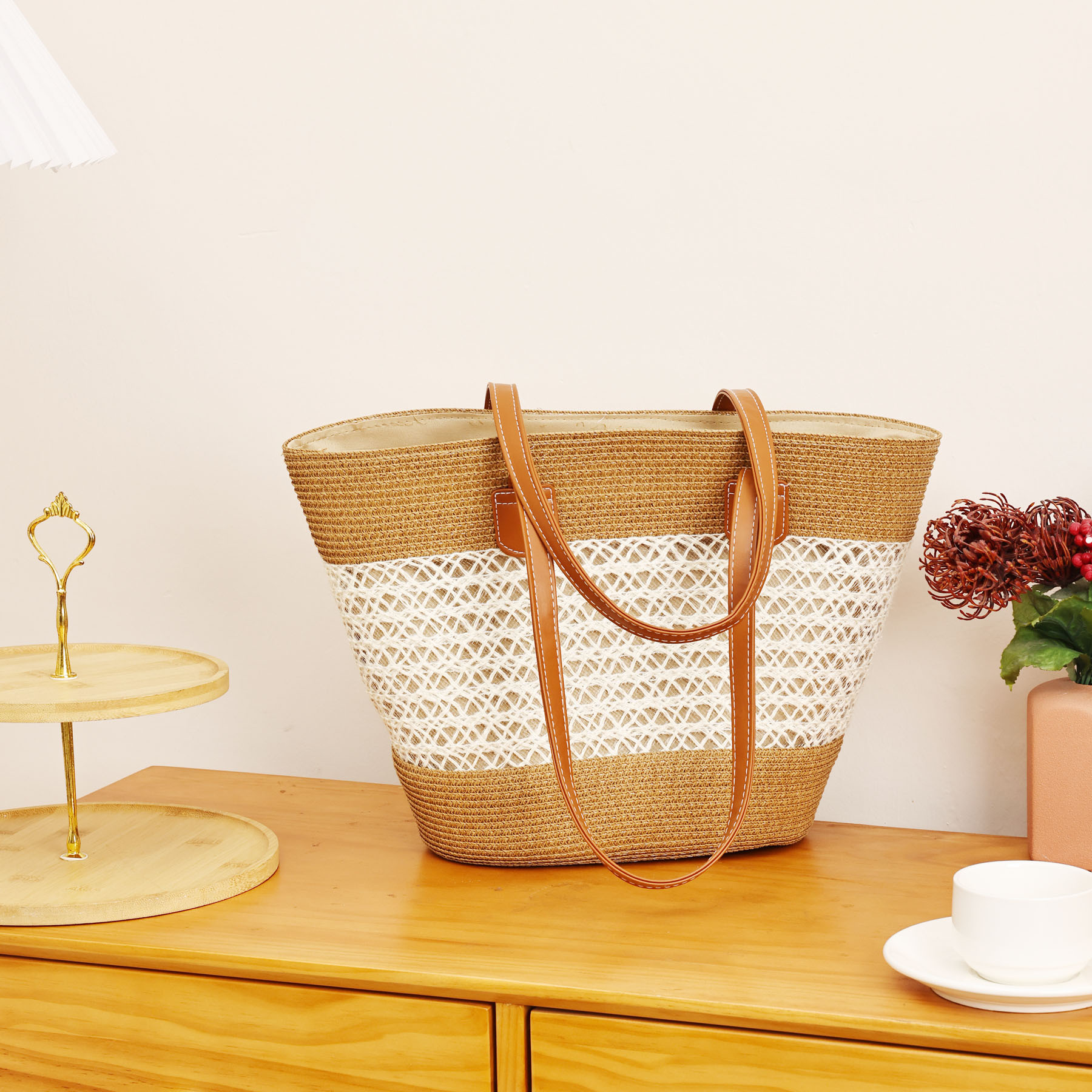 Fashionable Summer Beach Travel Straw Bag Handbag Underarm Bag for Outing