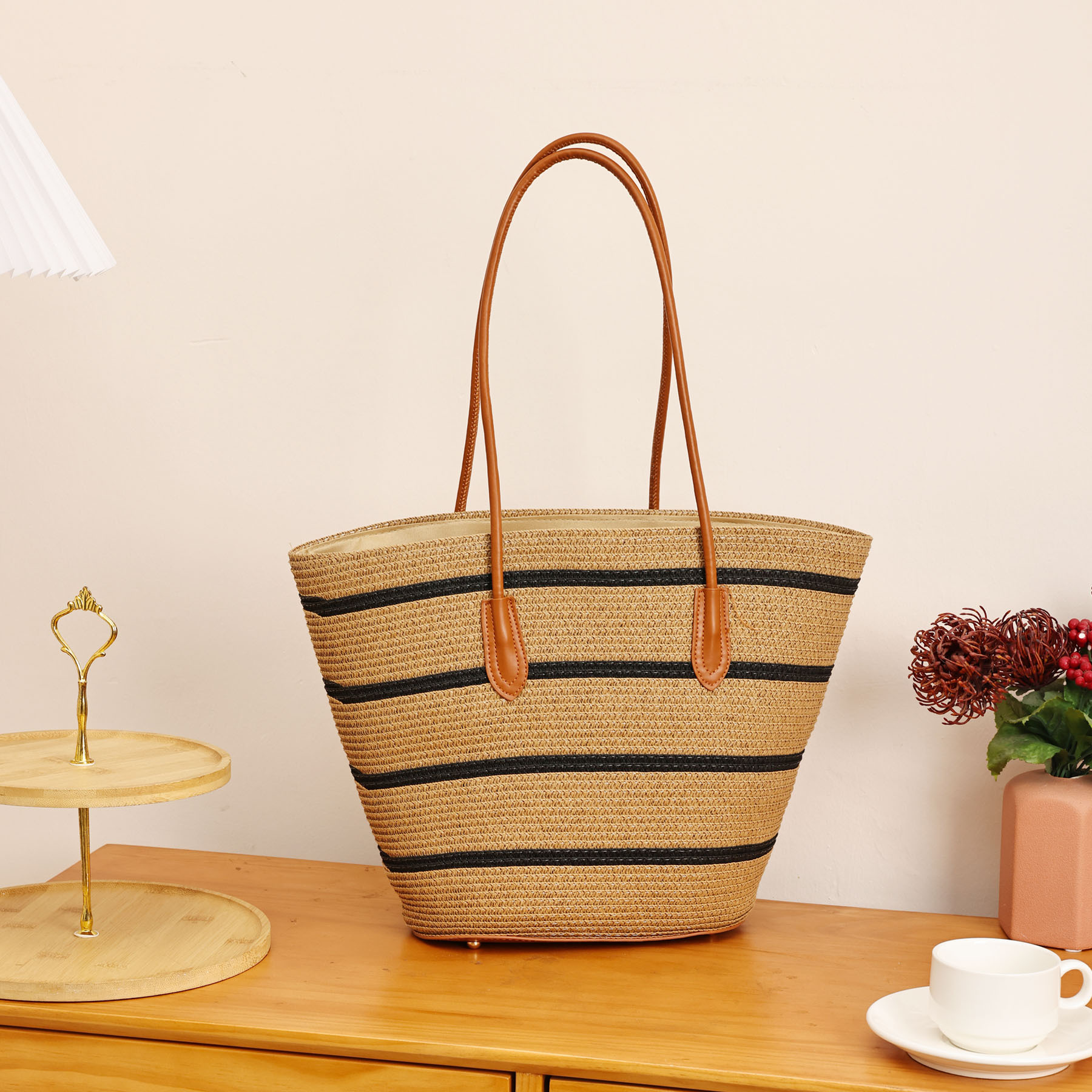 Factory Wholesale Summer Woven Casual Straw Bag Tote Bag Handbag for Travel