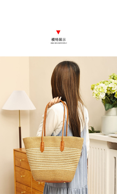 Luxury Large Capacity Women Girls Woven Straw Bag Handbag for Summer Beach