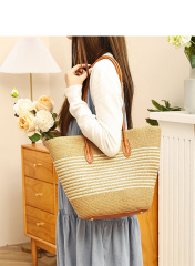 Luxury Large Capacity Women Girls Woven Straw Bag Handbag for Summer Beach