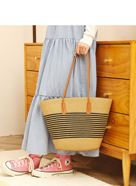 Luxury Large Capacity Women Girls Woven Straw Bag Handbag for Summer Beach