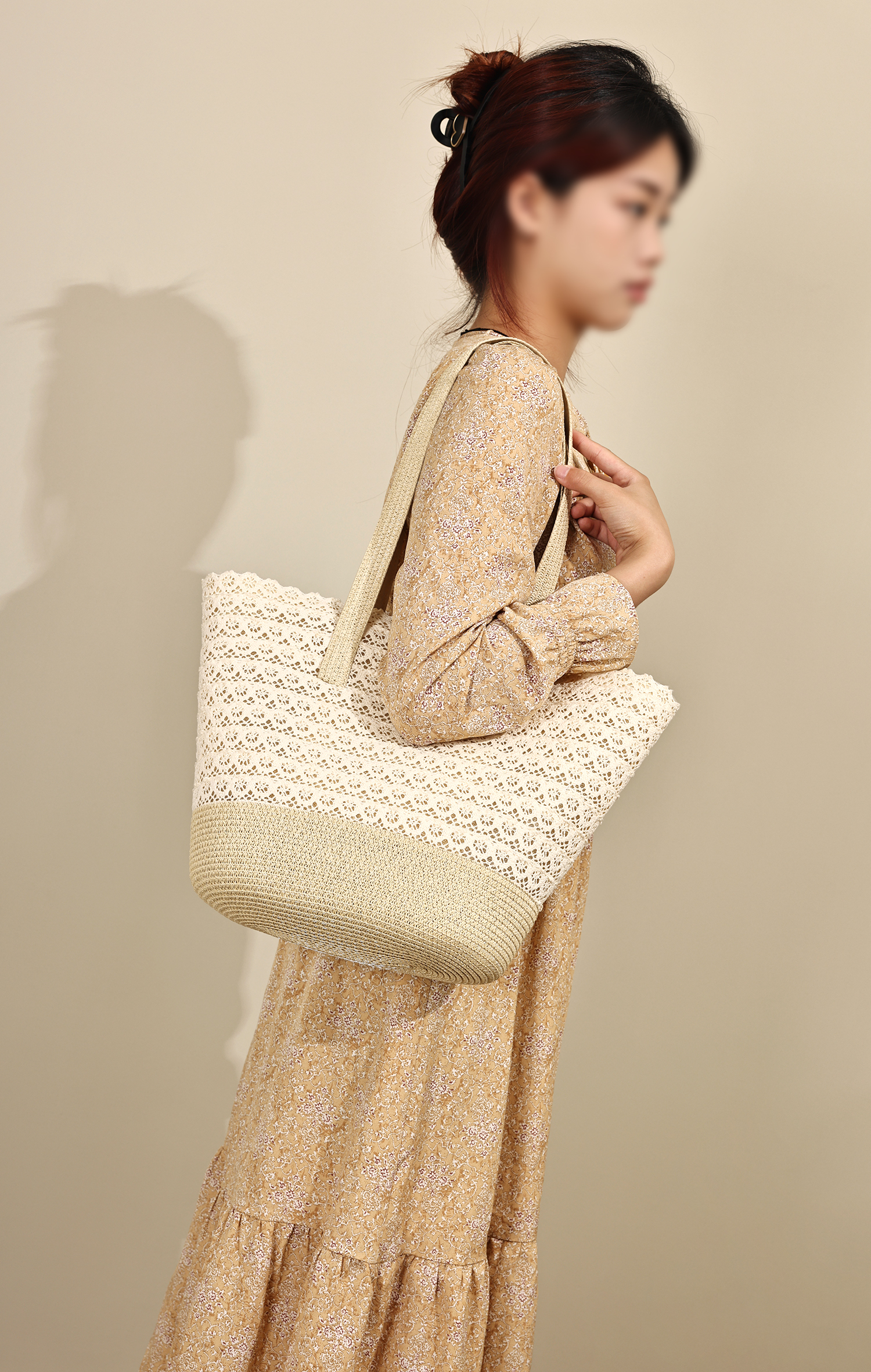 Multi Functional Simple Design Large Capacity Summer Beach Straw Woven Bag Handbag for Women