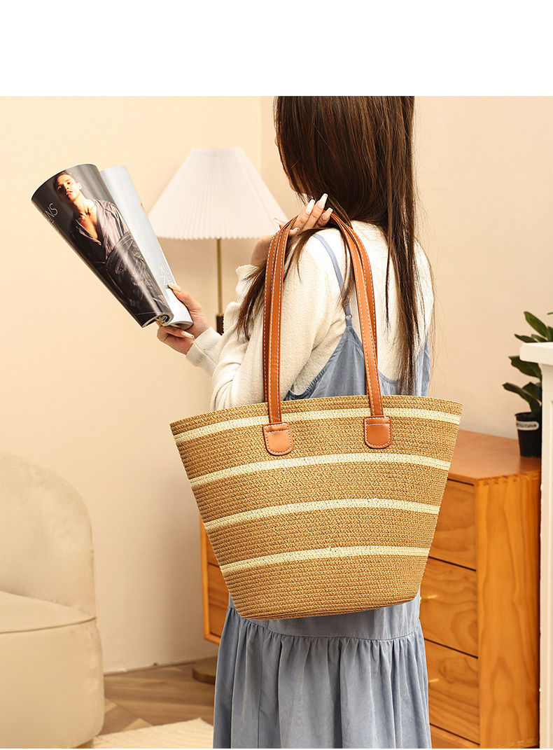 Popular New Simple Fashion Women's Straw Bag Underarm Bags Handbag for Sandbeach