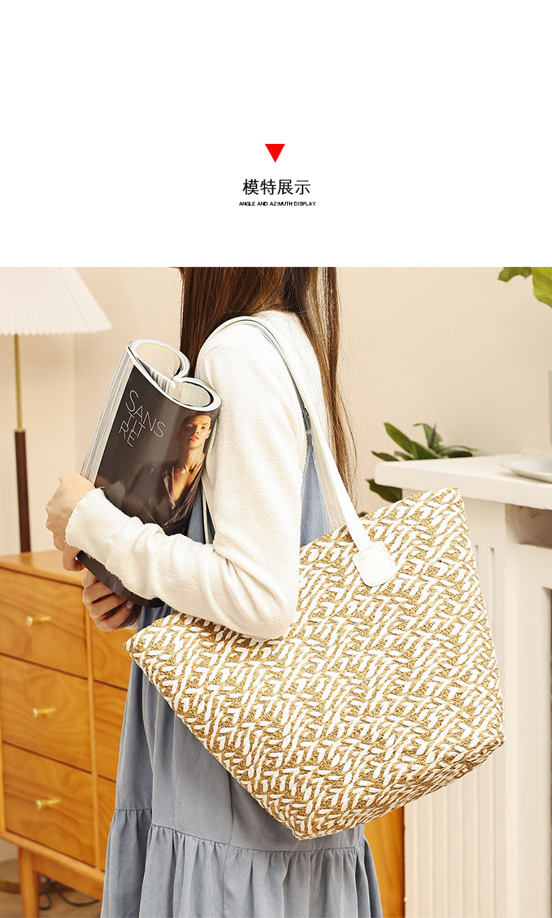 Fashionable Summer Travel Ladies' Handbags Straw Woven Bags for Shopping