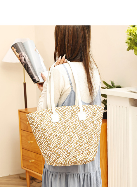 Fashionable Summer Travel Ladies' Handbags Straw Woven Bags for Shopping