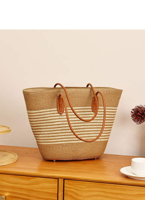 Luxury Large Capacity Women Girls Woven Straw Bag Handbag for Summer Beach