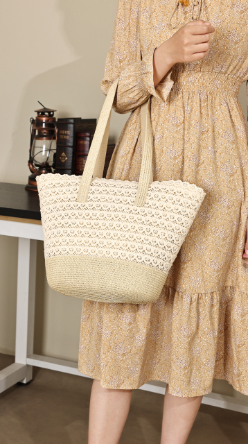 Multi Functional Simple Design Large Capacity Summer Beach Straw Woven Bag Handbag for Women