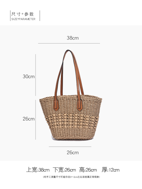 Popular Durable Women's Summer Seaside Vacations Straw Bags Handbag for Travel