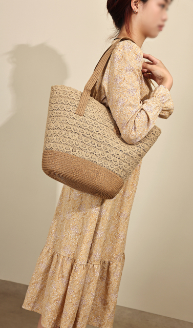 Multi Functional Simple Design Large Capacity Summer Beach Straw Woven Bag Handbag for Women