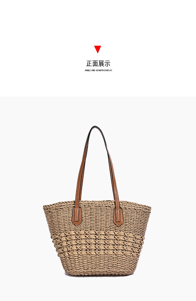 Popular Durable Women's Summer Seaside Vacations Straw Bags Handbag for Travel