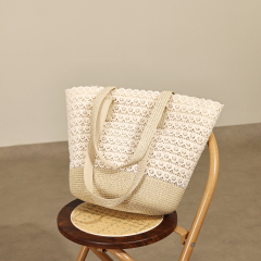 Multi Functional Simple Design Large Capacity Summer Beach Straw Woven Bag Handbag for Women