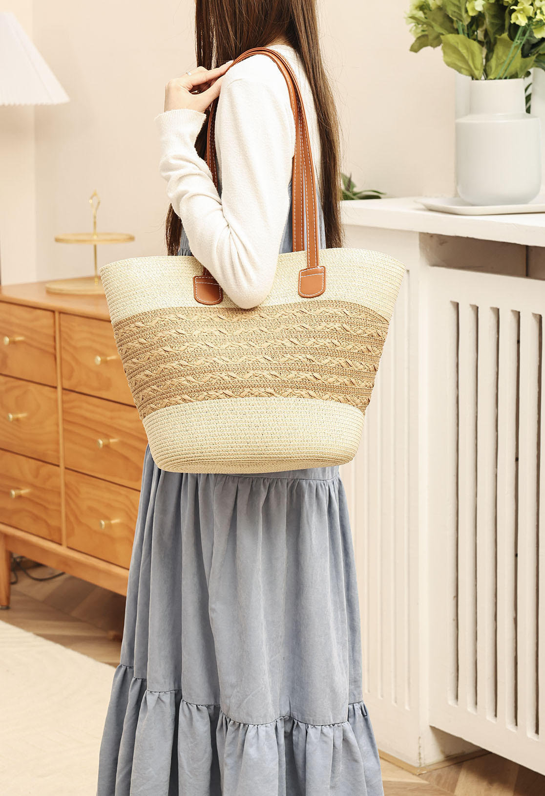 Summer Women's Large Capacity Straw Woven Handbag Underarm Bag for Holiday
