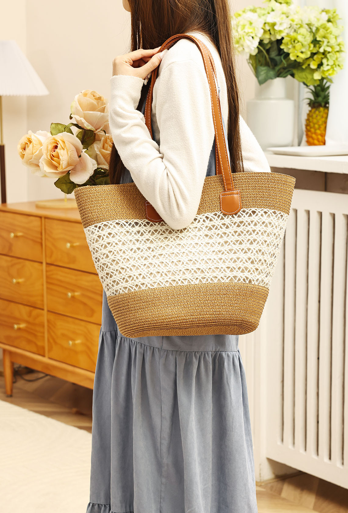 Fashionable Summer Beach Travel Straw Bag Handbag Underarm Bag for Outing