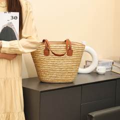 New Fashion Large Capacity Adults Summer Straw Bags Tote Bag for Outdoor