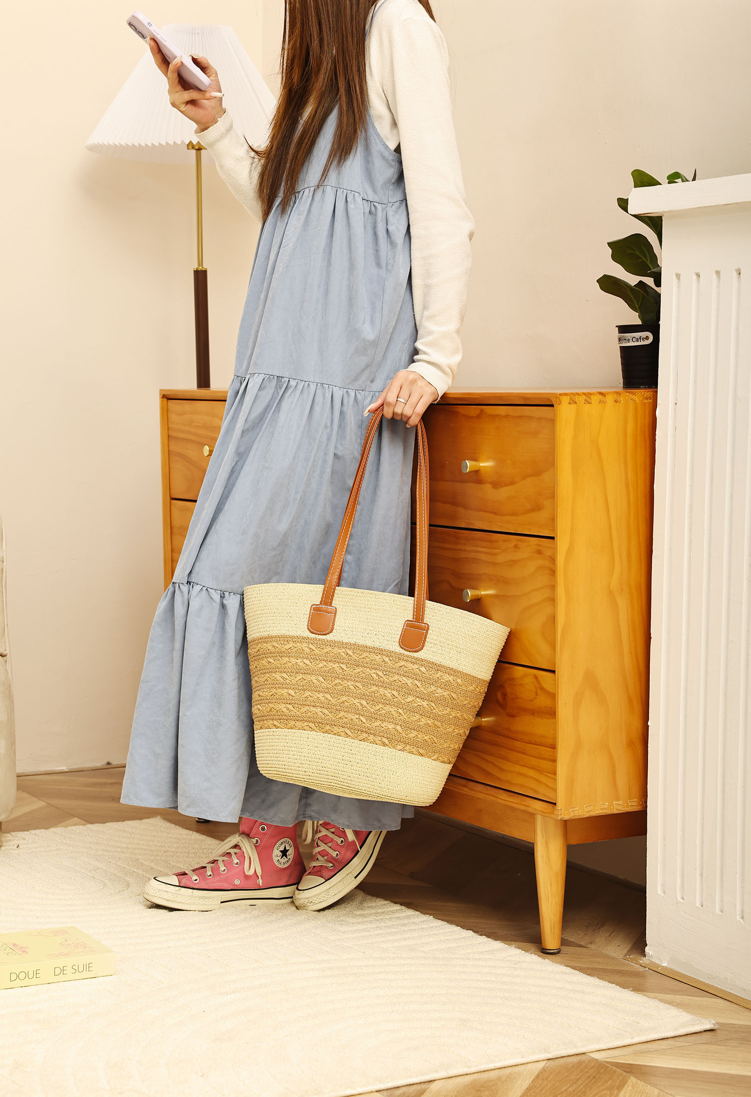 Summer Women's Large Capacity Straw Woven Handbag Underarm Bag for Holiday